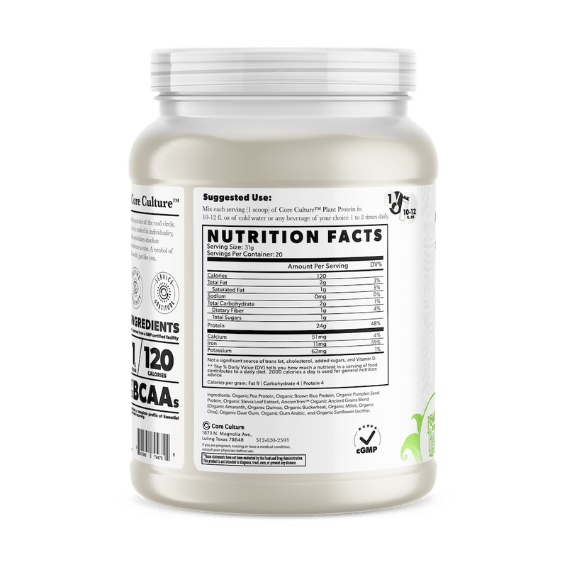 Load image into Gallery viewer, Plant Protein - 100% Organic Protein - 20 Servings - Core Culture Enterprises LLC